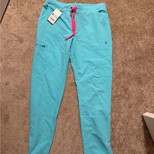Figs Turquoise Yola skinny Pants with Pink Accent